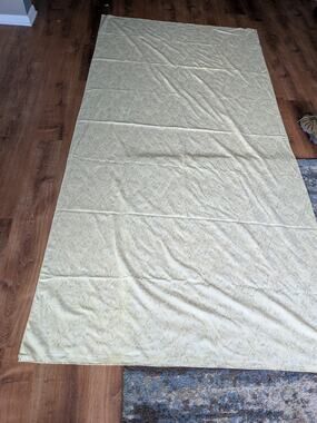 Vintage light yellow Floral Damask Tablecloth 114 x57
